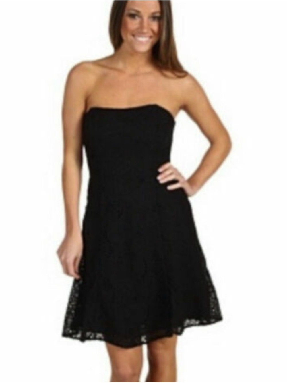 Lilly Pulitzer Strapless Black Lace Cocktail Dress S- 00